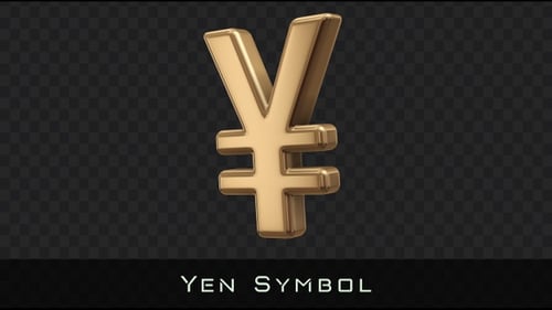 Golden 3D Yen Symbol Rotating Loop