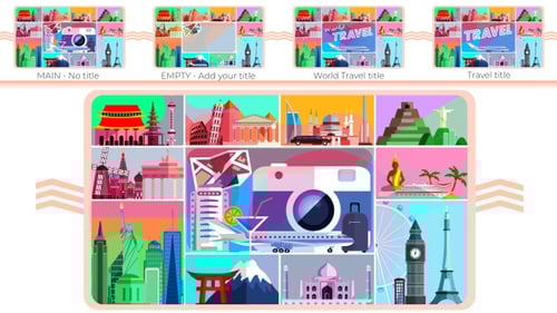 Flat Design Travel Destination World Landmarks Animation