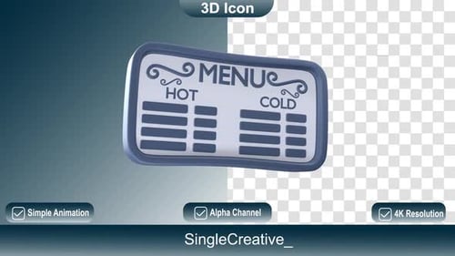 3D Animated Menu Board Reveal Icon
