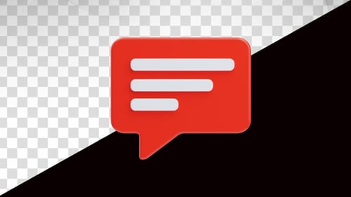 3D Animation of Red Chat Bubble Icon