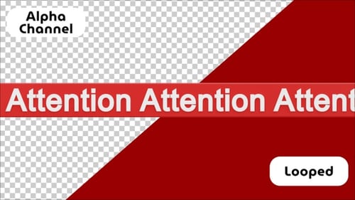 Fita de aviso de atenção 3D rolante | Alpha Channel