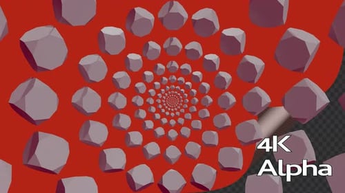 3D Polygonal Shapes Expanding Spiral Tunnel Animation