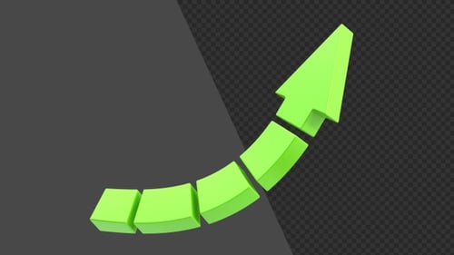 Animation 3D de la flèche économique vers le haut | Alpha Channel