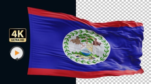 Realistic Waving Flag of Belize 3D Animation