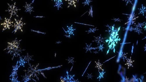 Elegant Sparkling Blue Snowflakes Falling Loop Background
