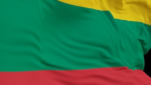 The Lithuania flag with alpha channel waving in the wind in slow motion