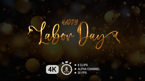 Fluid Golden Script Happy Labor Day Text Reveal
