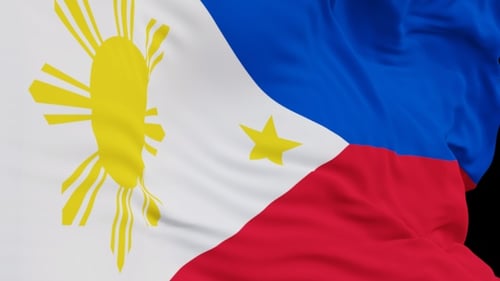 The Philippines with alpha channel waving in the wind in slow motion