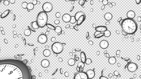Falling Clocks, Technology Background, Loop, on Alpha Channel ...