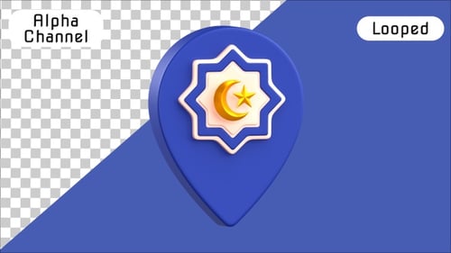 3D Islamic Location Map Pin Animation | Alpha Channel