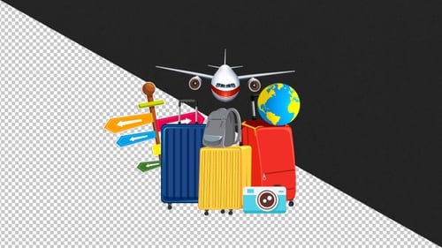 Modern Animated Travel and Tourism Icons Composition