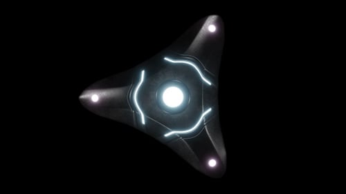 Glowing Futuristic Rotating Triangle Core Element