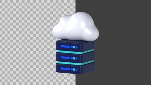 Rotating 3D Cloud Data Server Icon Animation