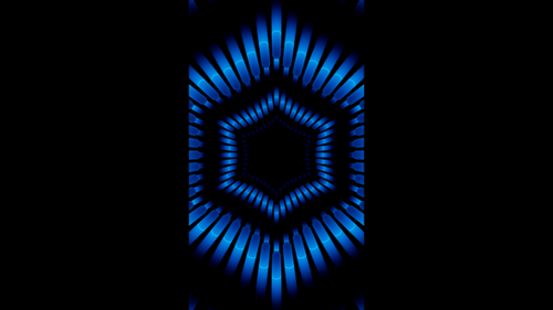 Vertical video blinking blue neon hexagon tunnel vj loop animation background