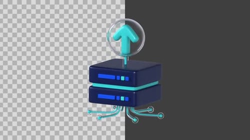 3D Animated Server Upload Data Technology Icon