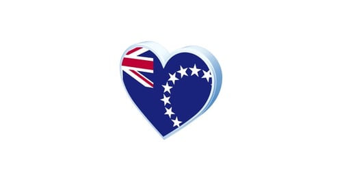 Cook Islands Flag 3D Heart Animation