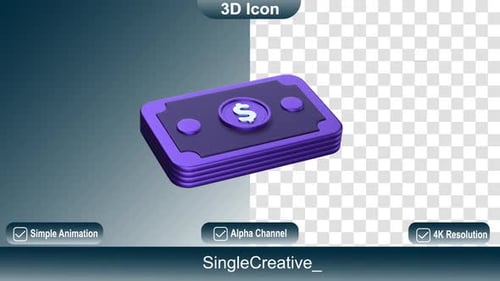 Modern 3D Animated Money Stack Icon