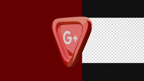Rotating 3D Glossy Social Media G Plus Icon Animation