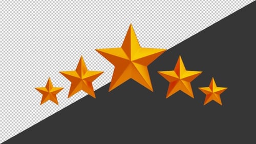 3D Five Golden Stars | Alpha Channel