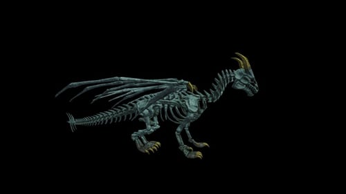 Animated Dragon Skeleton Disintegrates and Reconstructs