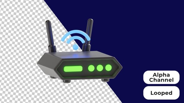 Roteador Wifi animado em 3D | Alpha Channel, Animação gráfica Incluindo ...