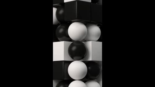Black White Geometric Shapes Vertical 95 4K