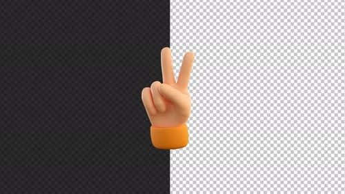Modern 3D Animated Peace Sign Hand Gesture
