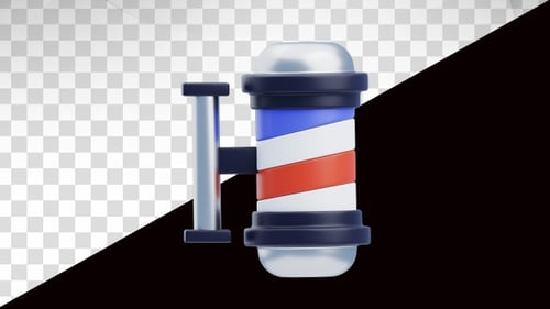 Animated 3D Barber Pole Icon for Business and Service