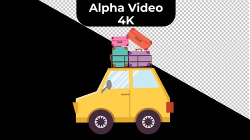Animación de dibujos animados de Travel Car | Alpha