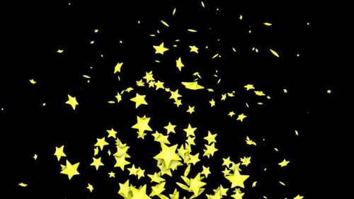 Loopable Rising Yellow Stars Confetti with Alpha Matte