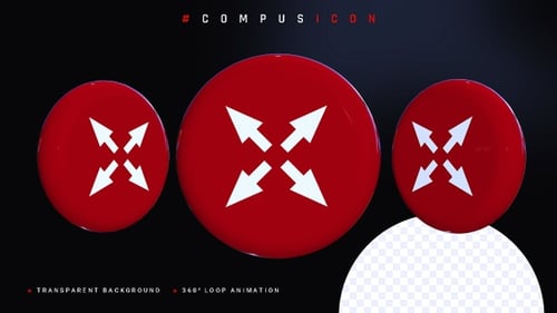 Animated Red Sphere with Fullscreen Expand Arrows