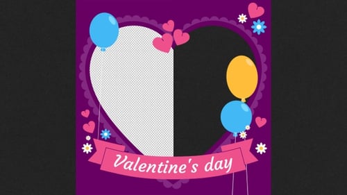 Animated Valentine's Day Flat Design Social Media Frame