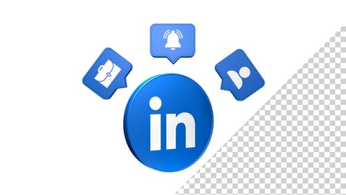 3D LinkedIn Logo Animation with Corporate and Notification Icons