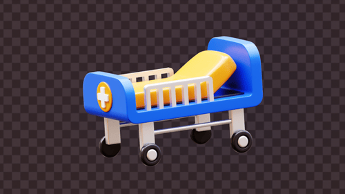 3D-Krankenhausbett-Symbol — Animation medizinischer Geräte
