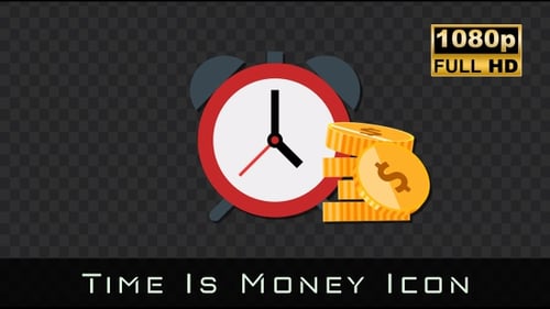Flat Design Clock and Money Accumulation Animation
