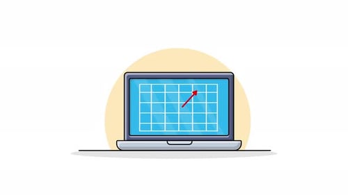 4k Laptop with Business Growth chart Animation Video