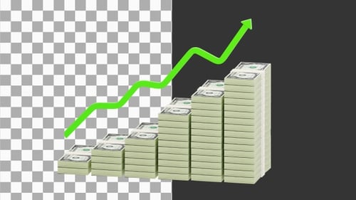 3D-анимация графика доллара с растущей стрелкой | Alpha Channel