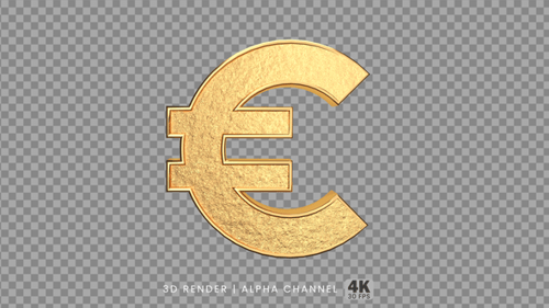 Golden Euro Sign On Alpha Channel