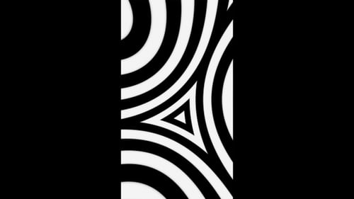 Vertical video black and white circles and trianges optical illusion loop animation