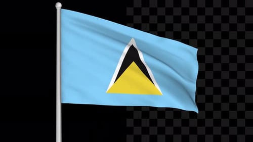Waving Flag of Saint Lucia with Alpha Channel