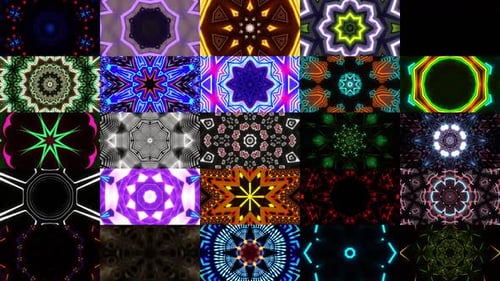 Abstract Neon Geometric Kaleidoscopic Background Loops