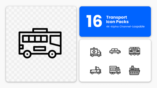 Animierte Transportikonen — Fahrzeuge, Reisen und Logistik (4K Bewegte Grafiken)