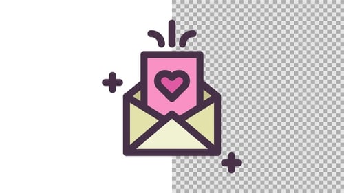 Animated Mail Message Icon with Heart