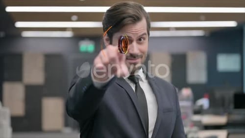 Futuristic Animated Yen Currency Symbol HUD Display