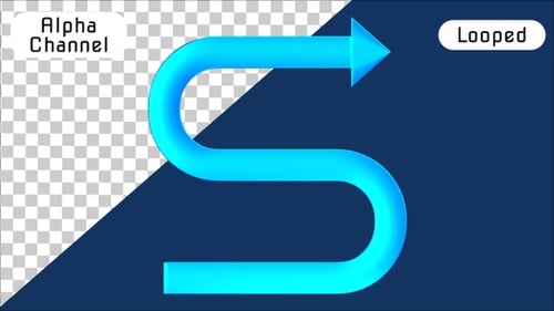Animação de trajetória de seta 3D em forma de S | Alpha Channel