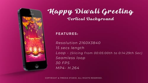 Joyeux Diwali, fête des lumières, fond vertical