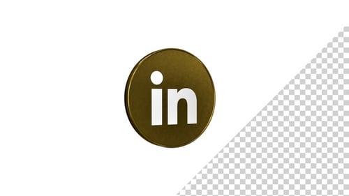 Animated Golden 3D LinkedIn Logo Loop
