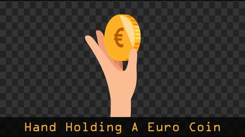 Animated Hand Holding Spinning Euro Coin