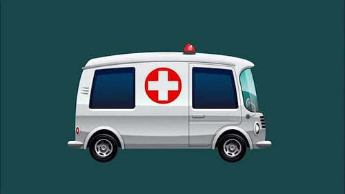 Animated Flat Design Ambulance Driving Motion Graphic