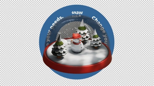 3D Animation Christmas Snow Globe 4K Loop Transparent Background